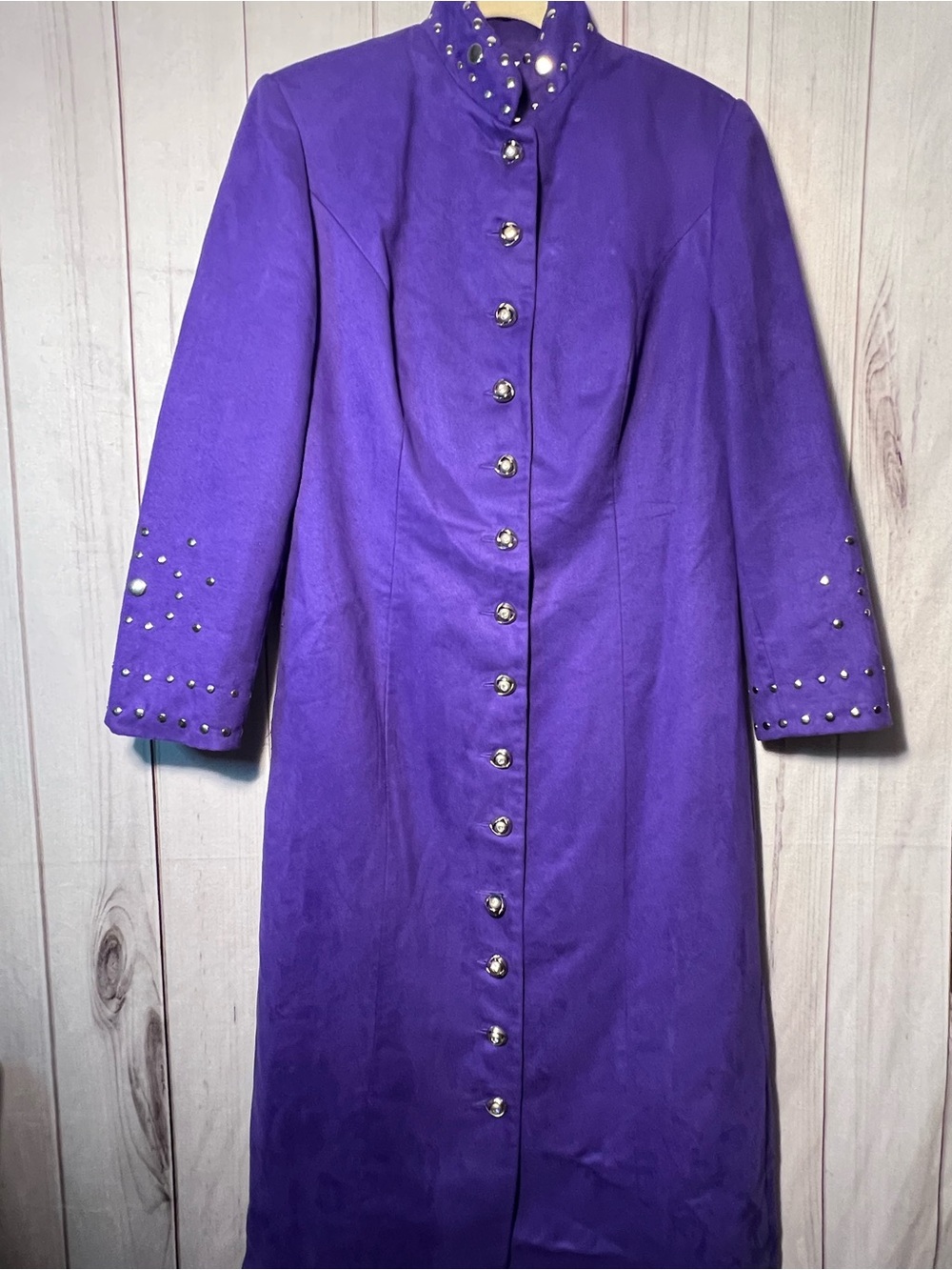 Vintage Stella Louise for KB Purple Faux Suede Long Trench Coat Size 10